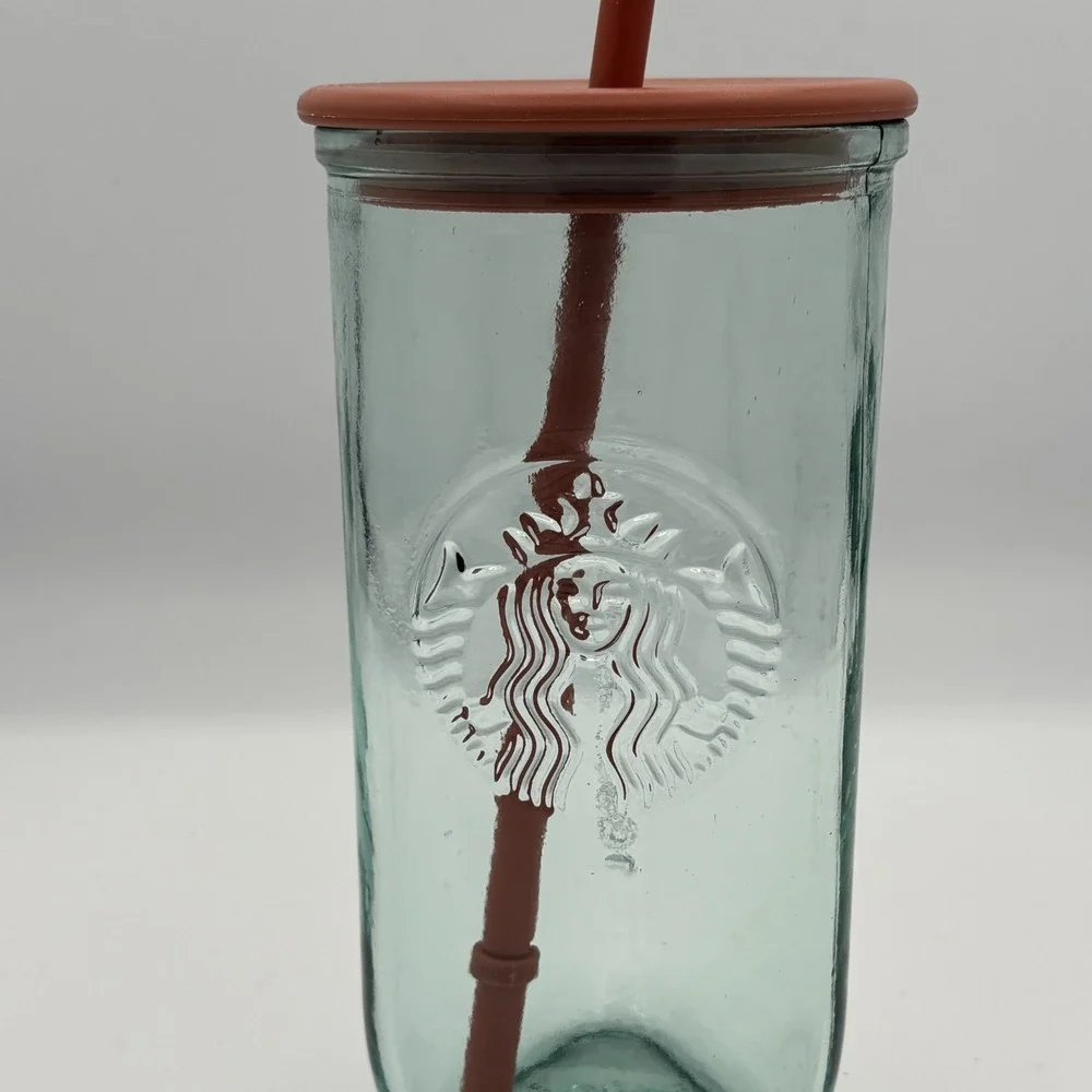 Starbucks Recycled Glass Triangle Bottom Cold Cup Brown Tumbler 16 oz Grande NWT